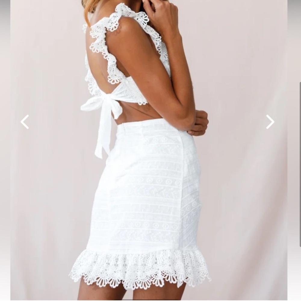 Selfie Leslie Sonnet Lace Trim Wrap Front Dress - Picture 3 of 4
